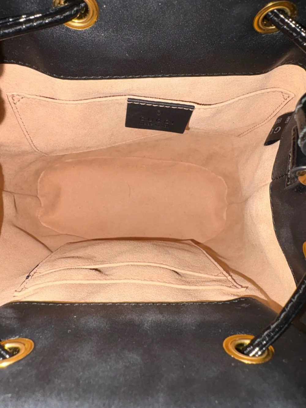 GUCCI Red Suede Black Patent Ophidia Bucket Bag Crossbody Like New! - Picture 4 of 16